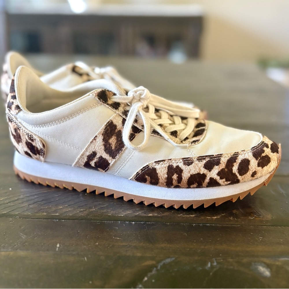 J. Crew Brown and White Sneakers with Retro Design